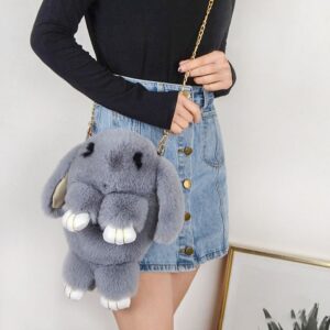 Cute Bunny Sling Bag Fluffy Sling Bags For Girls Kids Rabit Shaped bags Crossbody Plush Purse with Shoulder Chain handbags for Children stylish latest kids sling bags best kids birthday gift